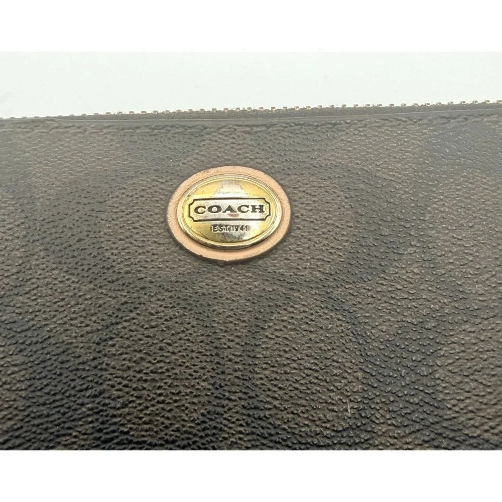 Coach Peyton Signature Accordion Zip Around Wallet (F50180) Canvas & Leather